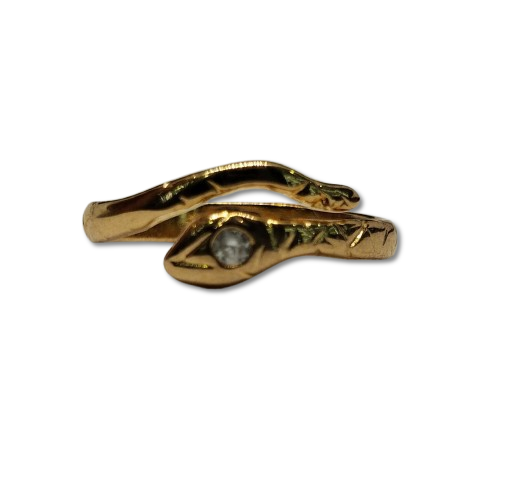 Anillo de oro laminado 18 Kilates con Diseño de Serpiente y Ojos en Microcircones Transparentes ANAU-0702