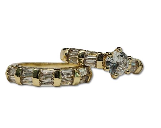 Set de Anillos de Boda en Oro Laminado y Zircones ANW0542