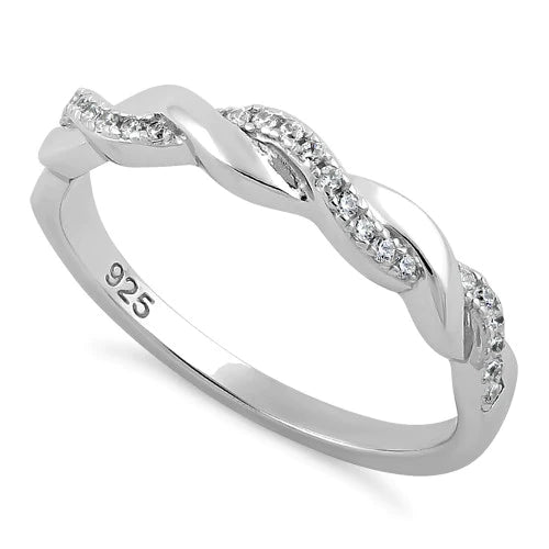 ANILLO EN PLATA LEY 925 CON DISEÑO ROSCA Y MICROCIRCONES