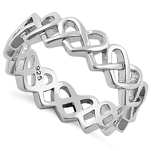 ANILLO EN PLATA CORAZONES ENTRELAZADOS DISEÑO INFINITO