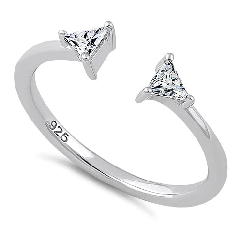 ANILLO EN PLATA DOBLE CIRCON EN TRIANGULO