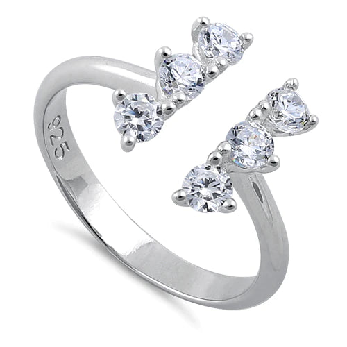 ANILLO EN PLATA LEY 925 6 PIEDRAS REDONDAS