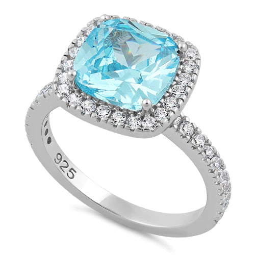 ANILLO EN PLATA ALMOHADON AGUAMARINA