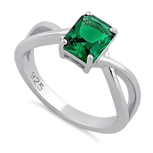 ANILLO EN PLATA DISEÑO TORCIDO PIEDRA VERDE APCH52