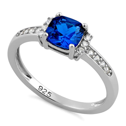 ANILLO EN PLATA ALMOHADON MEDIANO AZUL ORCURO APCH55