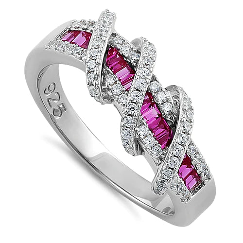 ANILLO EN PLATA CON RUBY DISEÑO ENROLLADO CON MICROCIRCONES APCH59
