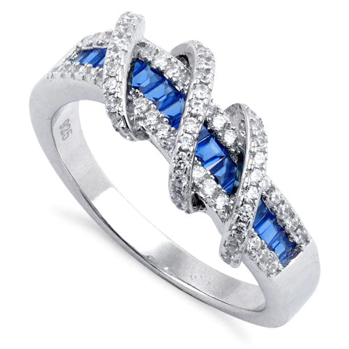 ANILLO EN PLATA CON SAFIROS Y DISEÑO ENROLLADO CON MICROCIRCONES APCH60