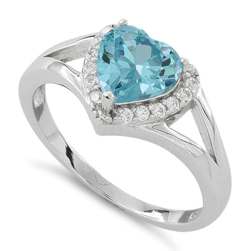 ANILLO EN PLATA CORAZON TOPACIO AZUL Y MICROCIRCONES ALREDEDOR APCH66