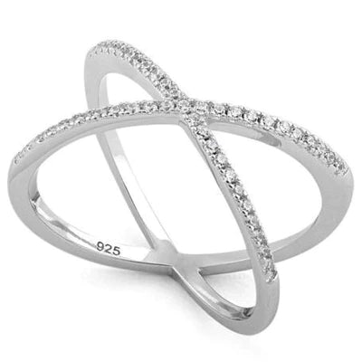 ANILLO EN PLATA CON X SOBREPUESTA EN MICROCIRCONES APCH76