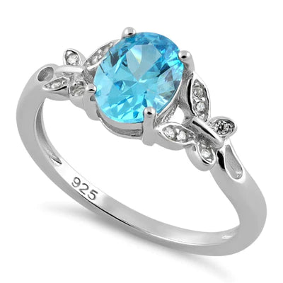 ANILLO EN PLATA DOBLE MARIPOSA CENTRO AGUAMARINA APCH77