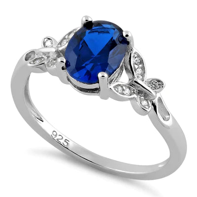 ANILLO EN PLATA MARIPOSA CENTRO AZUL OSCURO APCH78