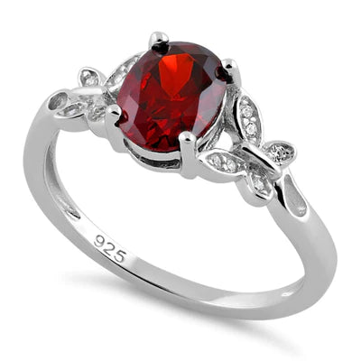ANILLO EN PLATA DOBLE MARIPOSA CENTRO GRANATE APCH80