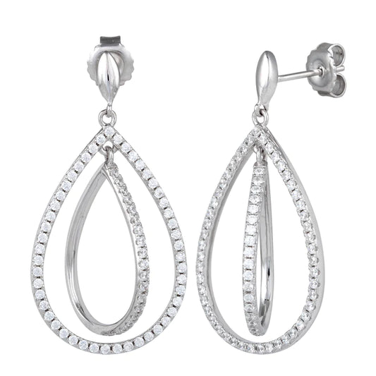 Pendientes colgantes de doble gota de plata ARPCH003