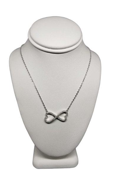 COLLAR EN PLATA CON INFINITO EN CORAZONES LLPCH62