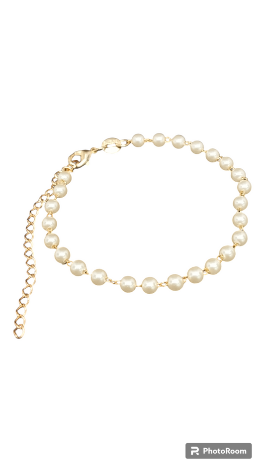 PULSERA ORO LAMINADO Y PERLAS LLH231050