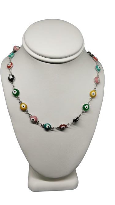 COLLAR ACERO PLATEADO OJO TURCO COTP