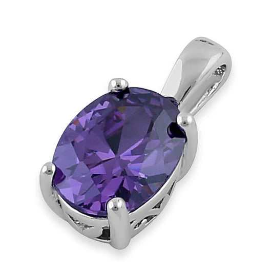 DIJE COLGANTE OVALADOD EN AMATISTA Y PLATA DPCH27