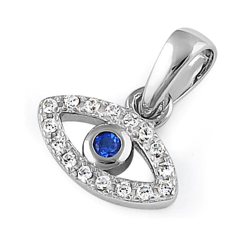 Dije de plata de ley 925 ojo azul en microcircones