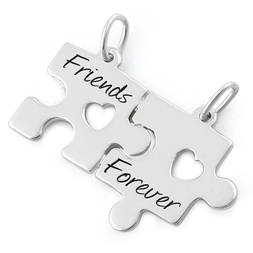 Dije de rompecabezas "Friends Forever" de plata de ley 925