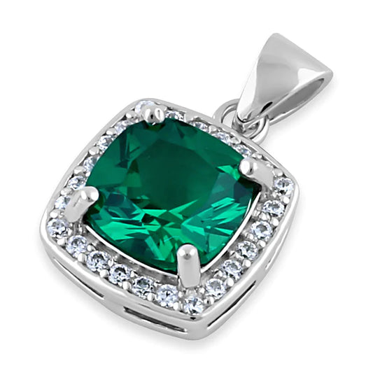 DIJE EN PLATA LEY 925 COJIN COLOR ESMERALDA DPCH32