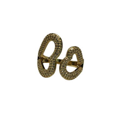 Anillo de Oro Laminado con 2 Corazones Enfrentados y Microcircones ANBJ9446