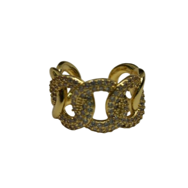 Anillo en Oro Laminado con Diseño de Cadena y Microcircones ANBJ208