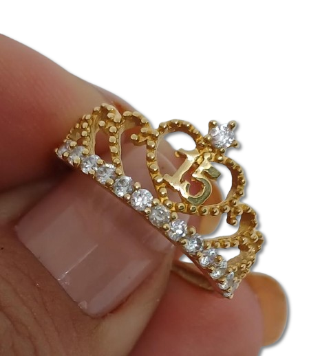 ANILLO DE ORO 18K DISEÑO 15 AÑOS CON CIRCONES A15-01