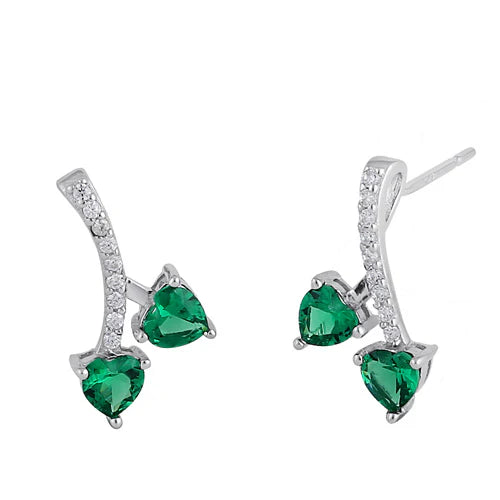 CHERRY HEARTS EN PLATA LEY 950 CIRCON VERDE ESMERALDA L5
