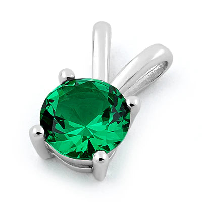 DIJE REDONDO CIRCON COLOR ESMERALDA EN PLATA LEY 925 L9