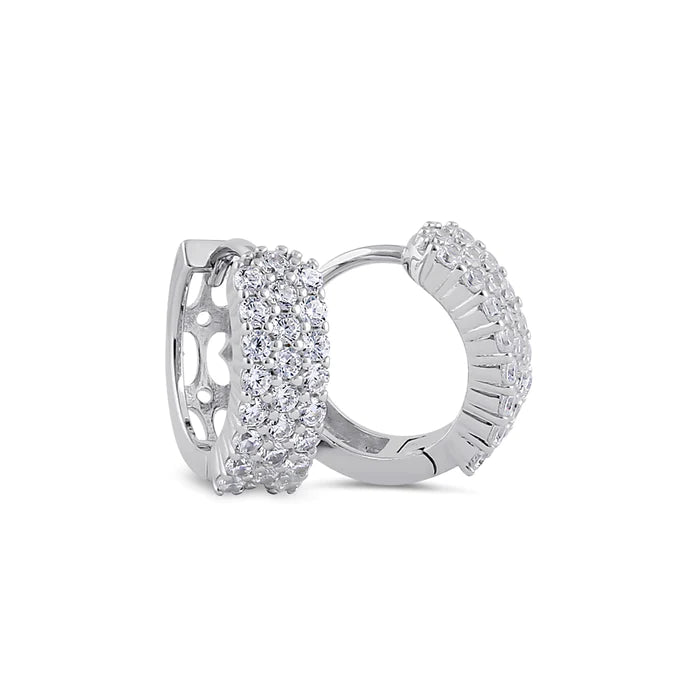 Plata de ley 10 mm x 4,5 mm Pendientes de aro CZ transparentes PPCH53