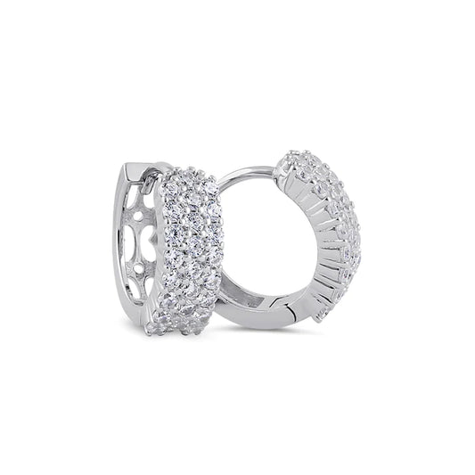 Plata de ley 10 mm x 4,5 mm Pendientes de aro CZ transparentes PPCH53