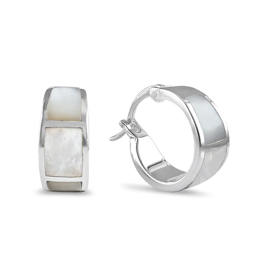 Pendientes anchos de nácar de plata PPCH58