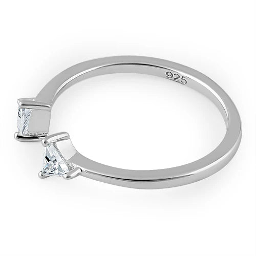 ANILLO EN PLATA DOBLE CIRCON EN TRIANGULO