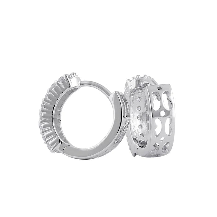 Plata de ley 10 mm x 4,5 mm Pendientes de aro CZ transparentes PPCH53