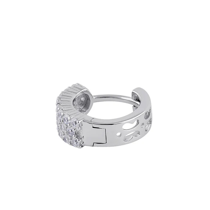 Plata de ley 10 mm x 4,5 mm Pendientes de aro CZ transparentes PPCH53