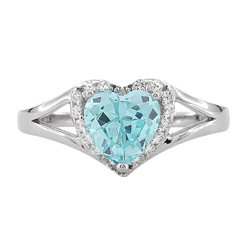 ANILLO EN PLATA CORAZON TOPACIO AZUL Y MICROCIRCONES ALREDEDOR APCH66