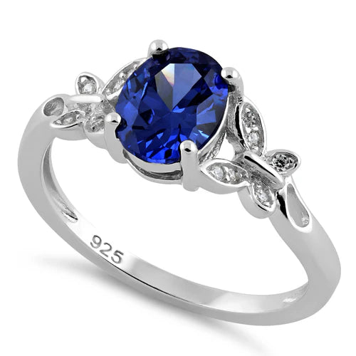 ANILLO EN PLATA MARIPOSA CENTRO AZUL OSCURO APCH78
