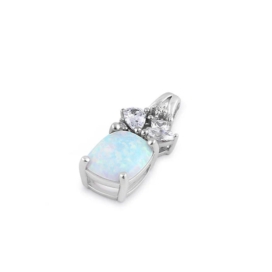 Elegante Colgante de Plata Squoval White Lab Opal CZ WSPZ445