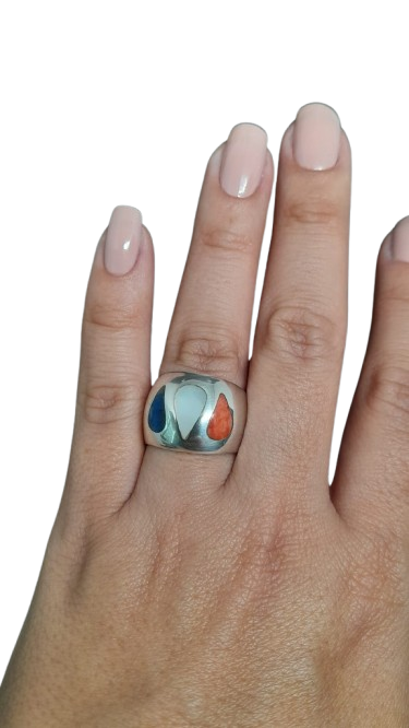 Anillo en Plata Ley 950 con Piedras Naturales en Diseño de 3 gotas APPPGT39