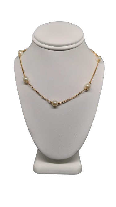 CADENA ORO LAMINADO Y PERLAS CH210154