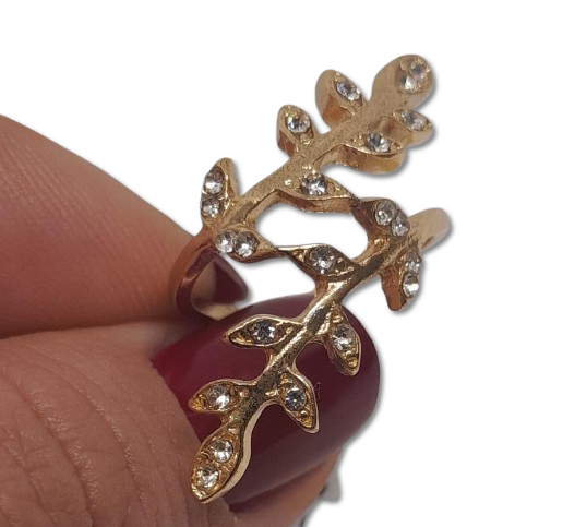 Anillo con Diseño de Hoja Elegante Dorado en Fantasía AHJDF88