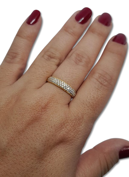 Anillo Argolla con Microcircones en Oro Laminado ANR-6299