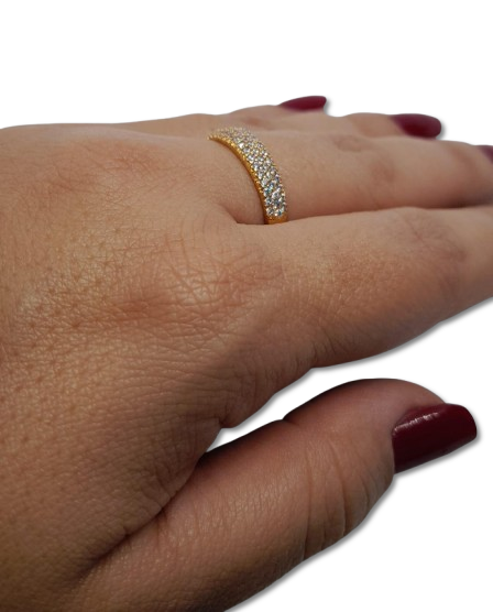 Anillo Argolla con Microcircones en Oro Laminado ANR-6299
