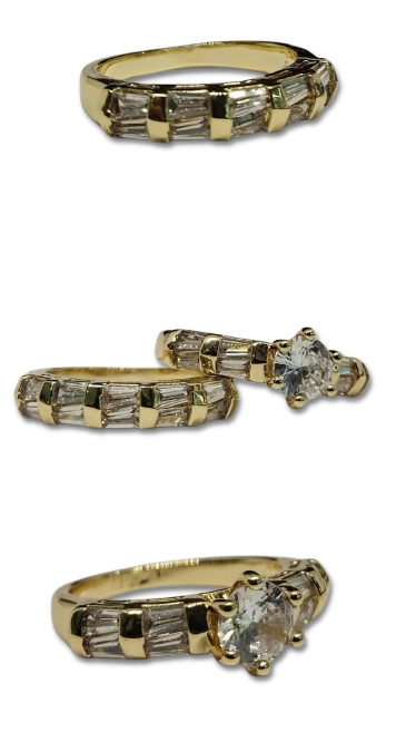 Set de Anillos de Boda en Oro Laminado y Zircones ANW0542