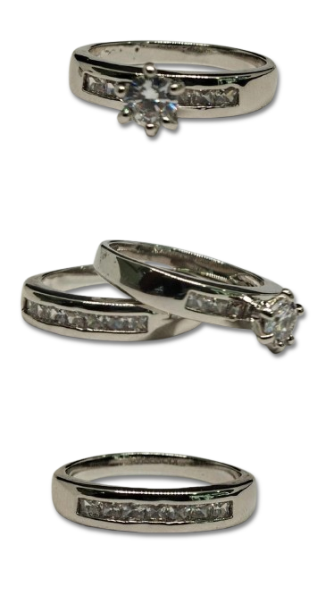 Set de Anillos de Boda en Plata Laminada con Circones ANW1855