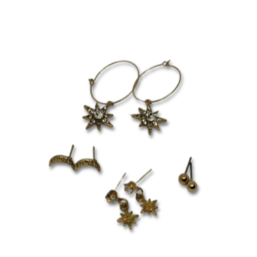 Set de Aretes con Diseño de Estrellas y Lunas en Fantasía AFV