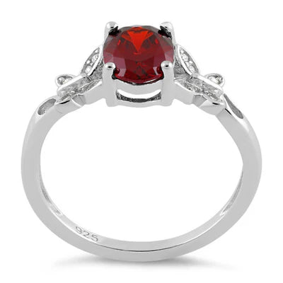 ANILLO EN PLATA DOBLE MARIPOSA CENTRO GRANATE APCH80