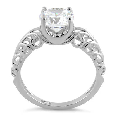 Anillo de plata CZ transparente con diseño de remolino  L21