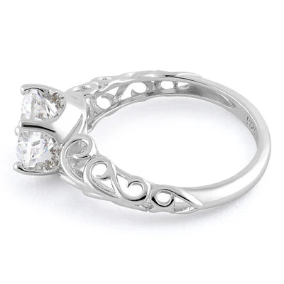 Anillo de plata CZ transparente con diseño de remolino  L21
