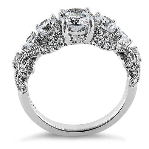 Anillo de compromiso de plata diseño Regal con circones de corte redondo L25